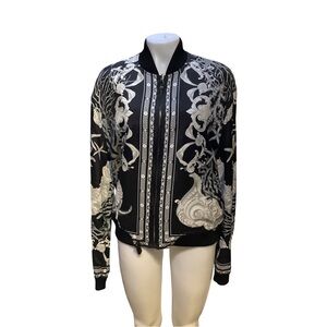 Versace Black and White Baroque Bomber Jacket